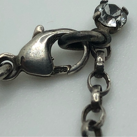 VTG Sterling Silver Crystal Filigree Affixed Pendant Rolo Necklace 28” + 1.1” - Picture 4 of 7